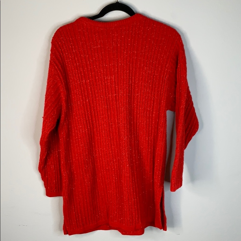 Vintage DVF cable knit red glitter sweater M Diane von furstenberg - Picture 6 of 7